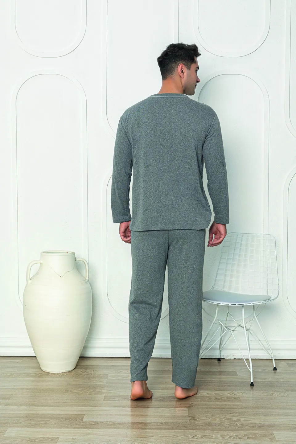 Pijama bărbați din bumbac cu mânecă lungă și pantaloni lungi - 2