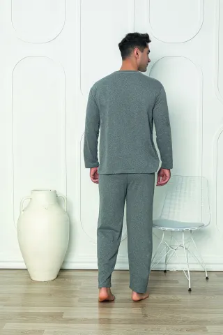 Pijama bărbați din bumbac cu mânecă lungă și pantaloni lungi hover