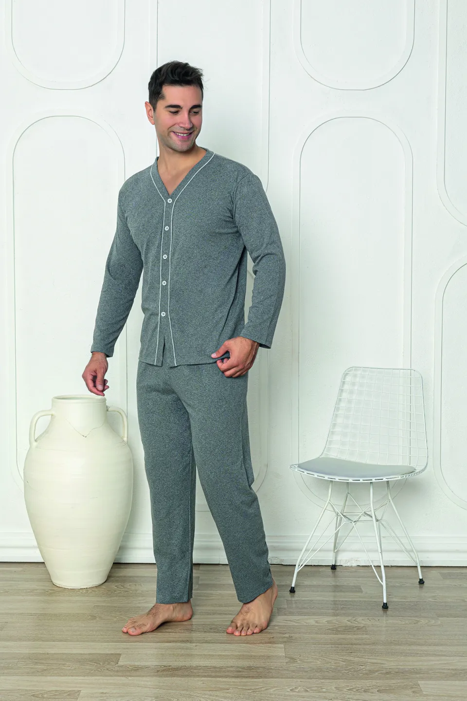 Pijama bărbați din bumbac cu mânecă lungă și pantaloni lungi - 3