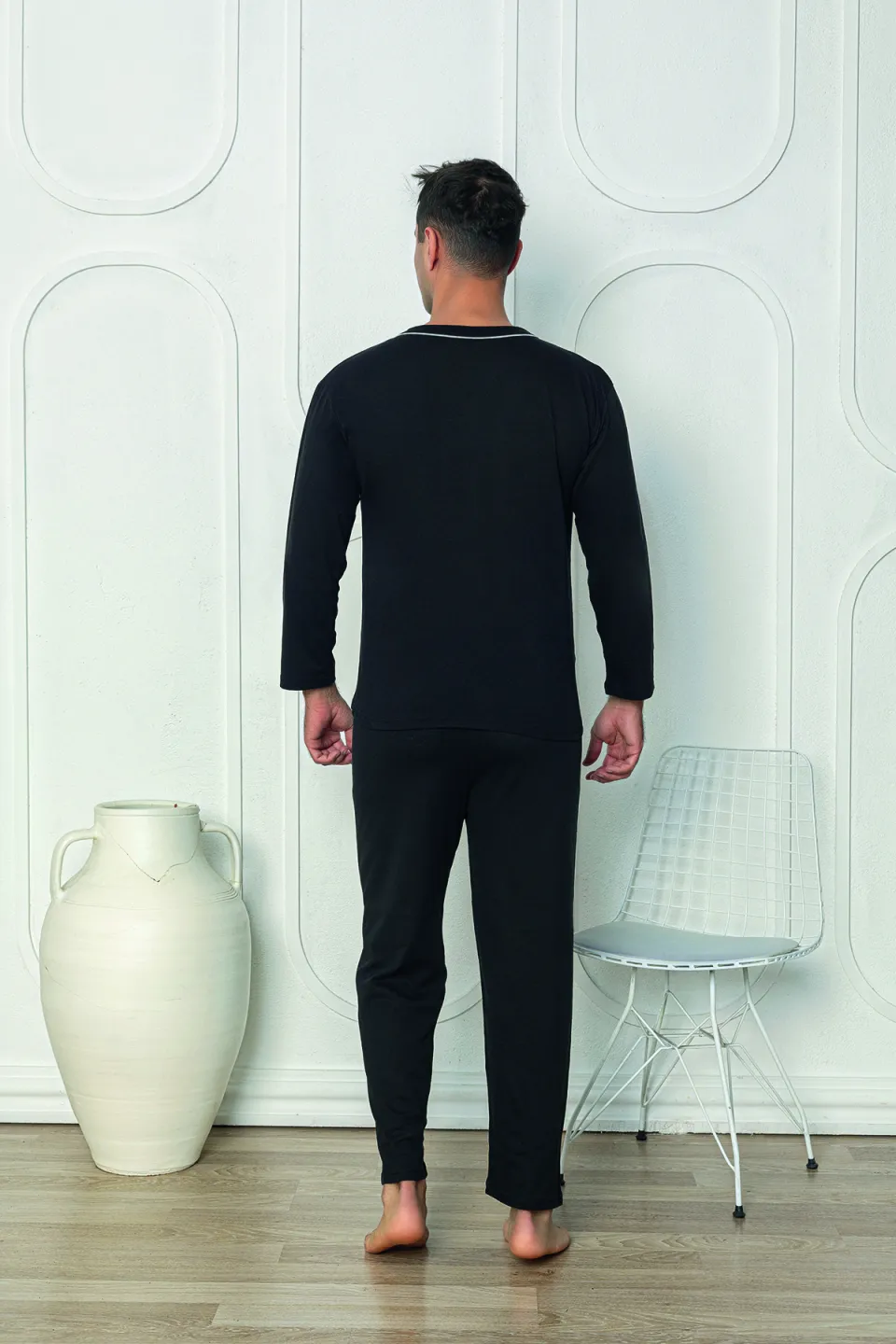 Pijama bărbați din bumbac cu mânecă lungă și pantaloni lungi - 3