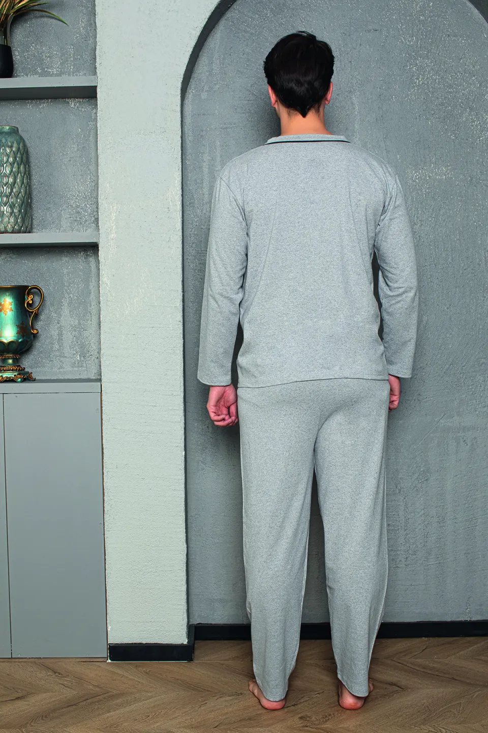 Pijama bărbați din bumbac cu mânecă lungă și pantaloni lungi - 3