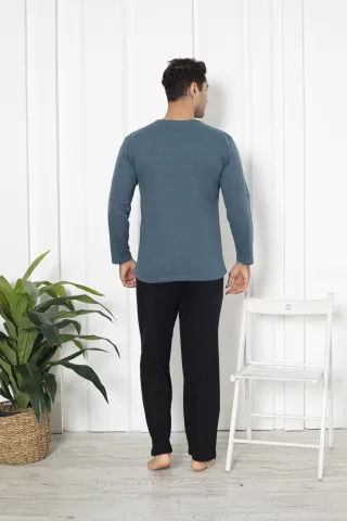 Pijama bărbați din bumbac, mânecă lungă și pantaloni lungi, imprimeu Absolute Leader hover