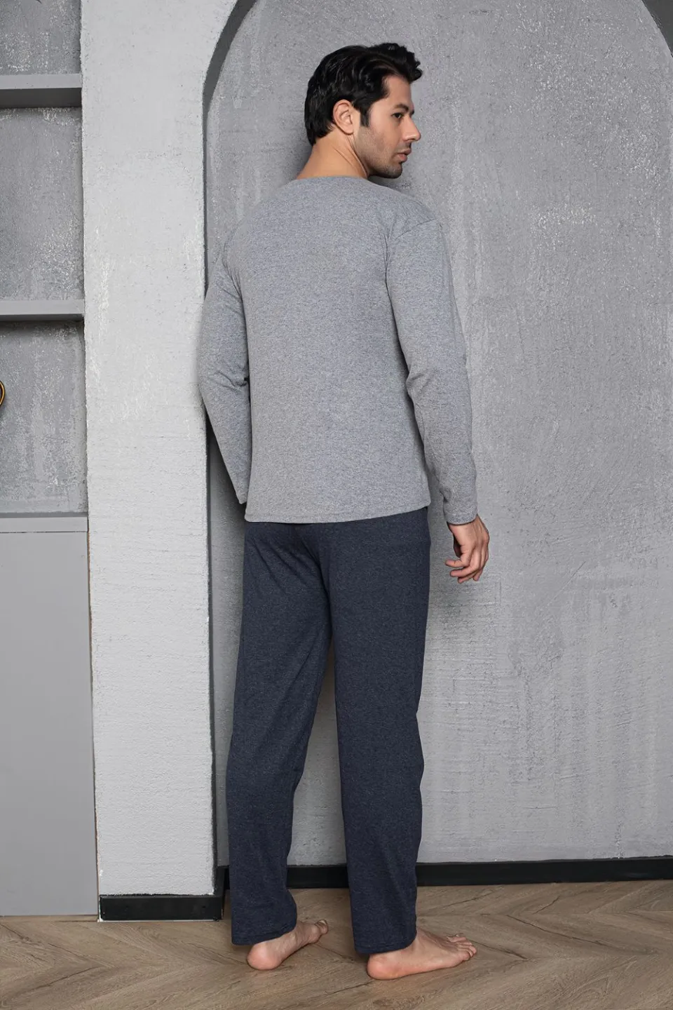 Pijama bărbați din bumbac, mânecă lungă și pantaloni lungi, imprimeu California - 2