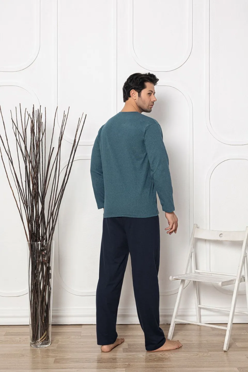 Pijama bărbați din bumbac, mânecă lungă și pantaloni lungi, imprimeu London - 3