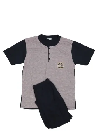 Pijama bărbați din bumbac, mânecă scurtă și pantaloni scurti- culoare roz