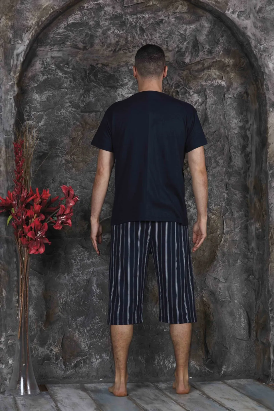 Pijama bărbați din bumbac – tricou cu imprimeu "LEGEND"- Bleumarin - 3