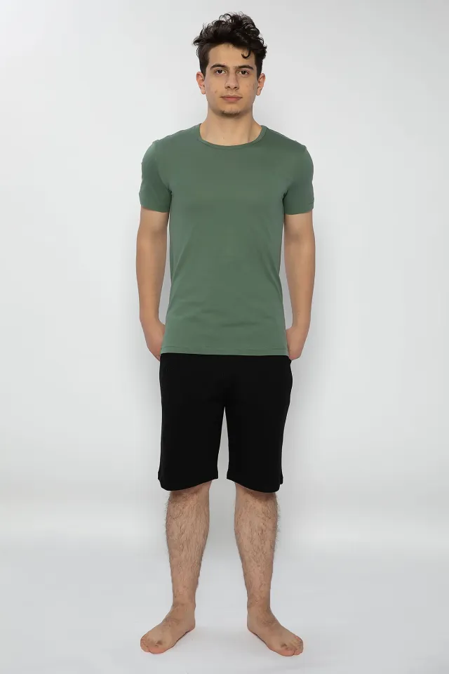 Pijama bărbați verde-negru – bumbac &amp; modal