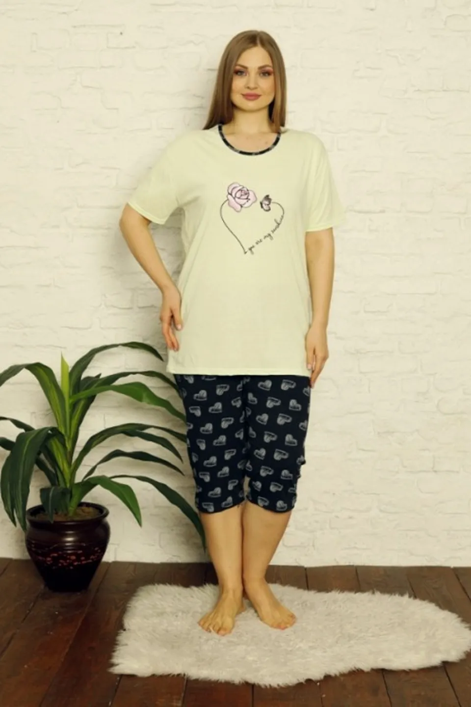 Pijama Serena, culoare verde, imprimeu YOU ARE MY SUNSHINE - 1