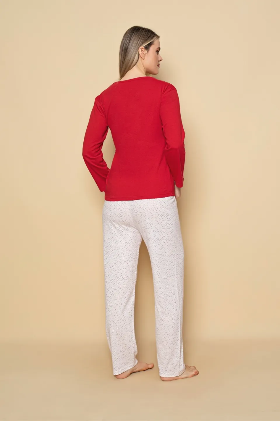 Pijama damă cu mânecă lungă și pantaloni lungi asortați, imprimeu ,,Dreaming" - 2