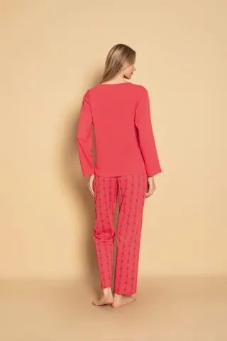 Pijama damă cu mânecă lungă și pantaloni lungi asortați, imprimeu ,,Shine'' hover