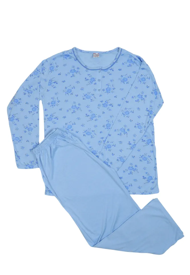 Pijama damă big size din bumbac mânecă lungă și pantaloni lungi