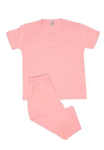 Pijama damă big size din bumbac mânecă lungă și pantaloni lungi