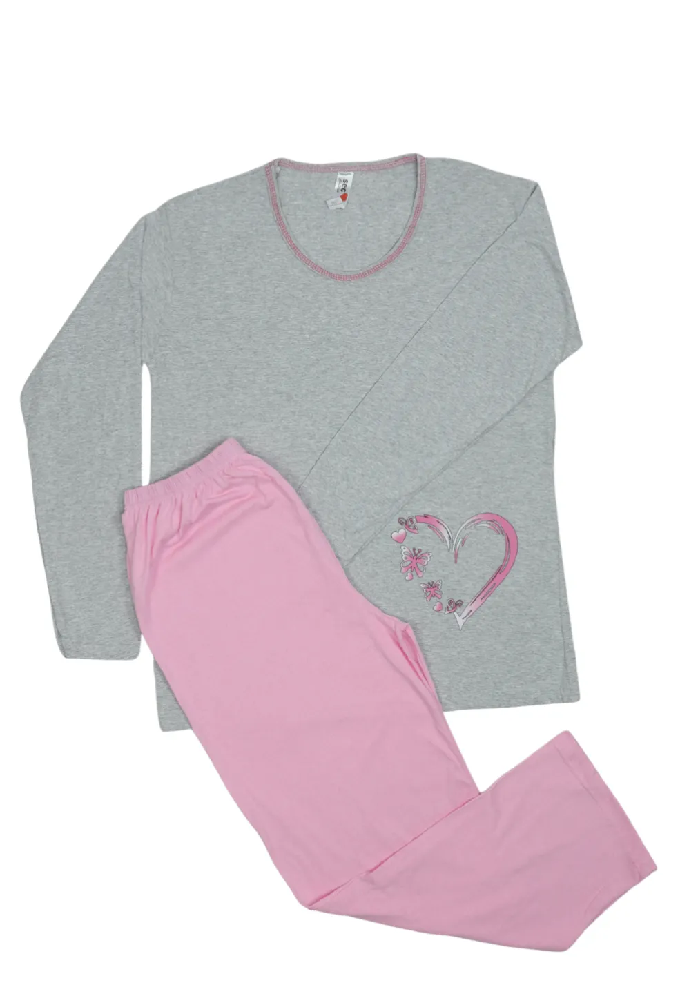 Pijama damă big size din bumbac mânecă lungă și pantaloni lungi - 1