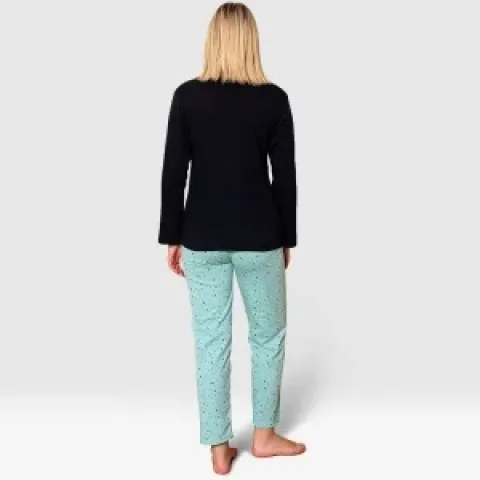 Pijama damă, cu mânecă lungă și pantaloni lungi din bumbac, imprimeu Golden Hills hover