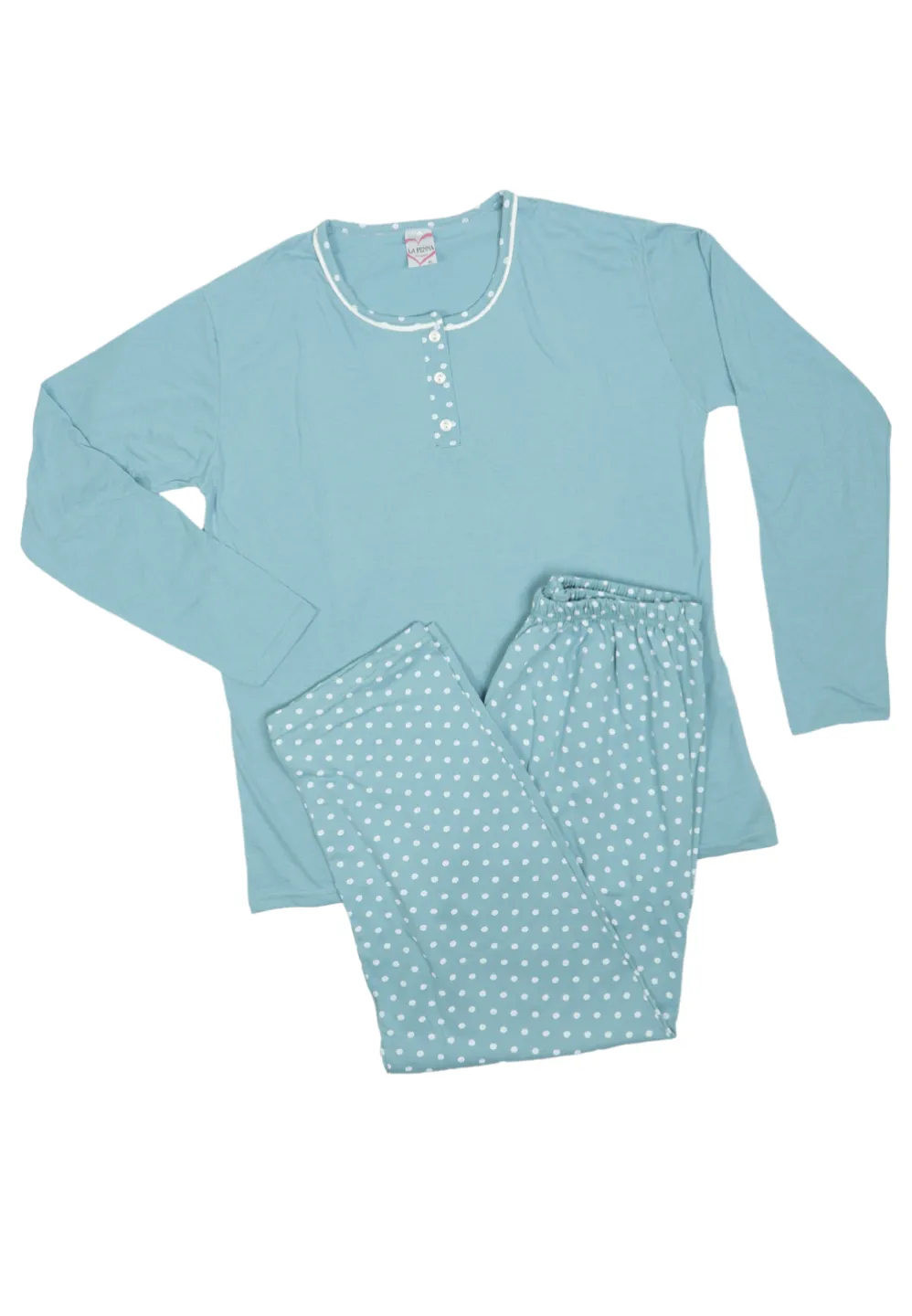 Pijama damă  din bumbac mânecă lunga și pantaloni lungi - 1