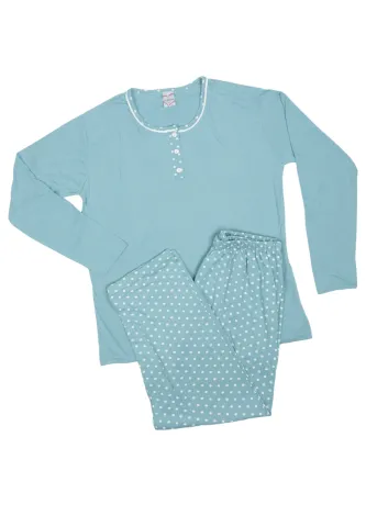 Pijama damă  din bumbac mânecă lunga și pantaloni lungi