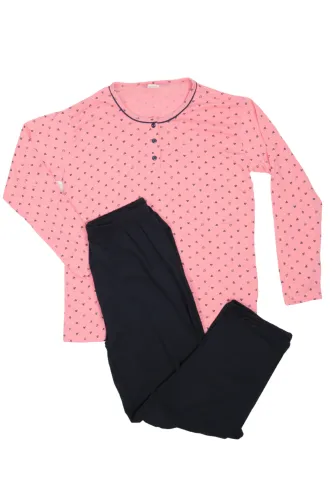 Pijama damă  din bumbac mânecă lungă și pantaloni lungi