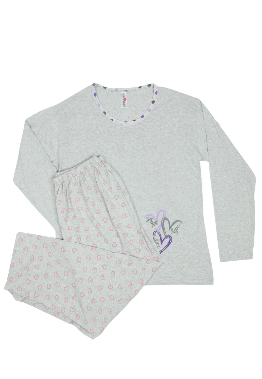 Pijama damă  din bumbac mânecă lungă și pantaloni lungi - 1