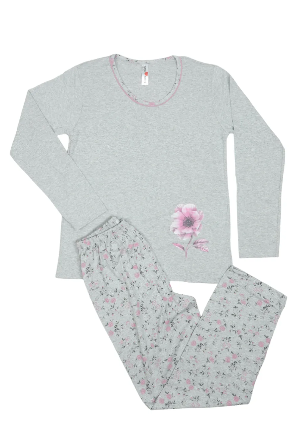 Pijama damă  din bumbac mânecă lungă și pantaloni lungi - 1