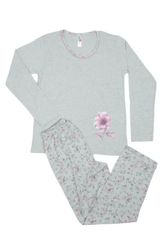 Pijama damă  din bumbac mânecă lungă și pantaloni lungi