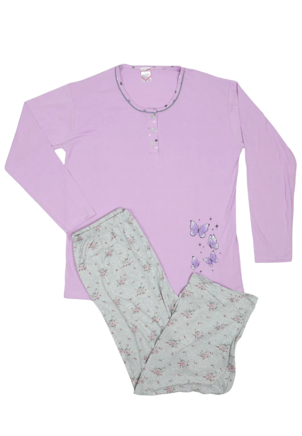 Pijama damă  din bumbac mânecă lungă și pantaloni lungi - 1