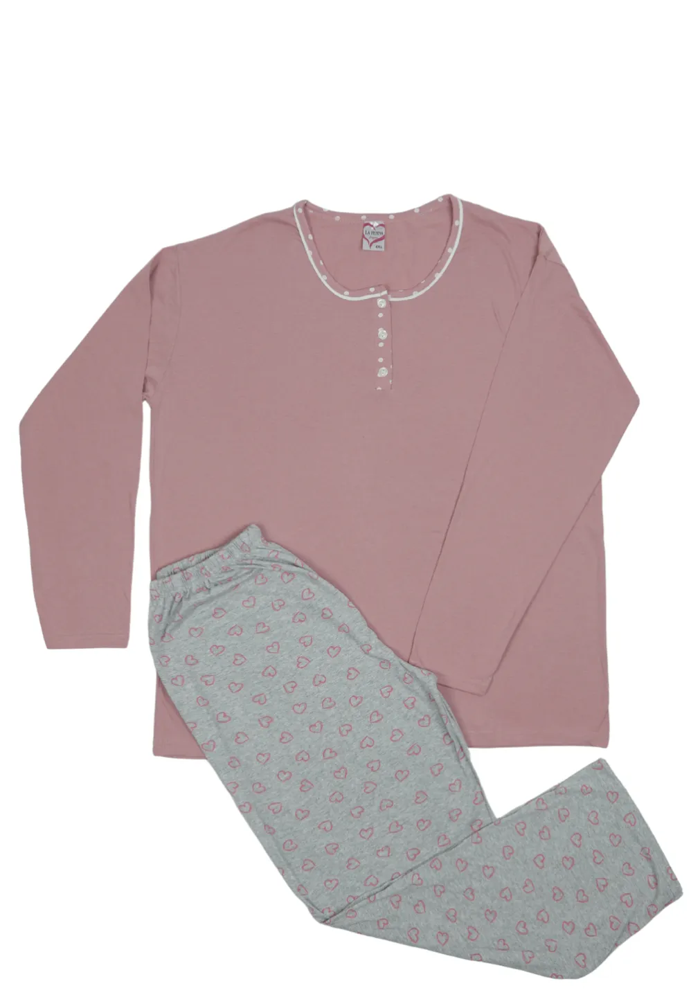 Pijama damă  din bumbac mânecă lungă și pantaloni lungi - 1