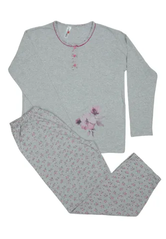 Pijama damă  din bumbac mânecă lungă și pantaloni lungi