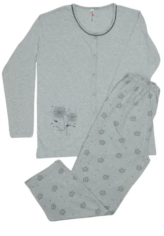 Pijama damă  din bumbac mânecă lungă și pantaloni lungi