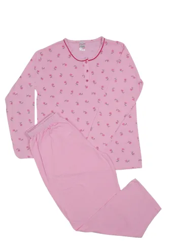 Pijama damă  din bumbac mânecă lungă și pantaloni lungi