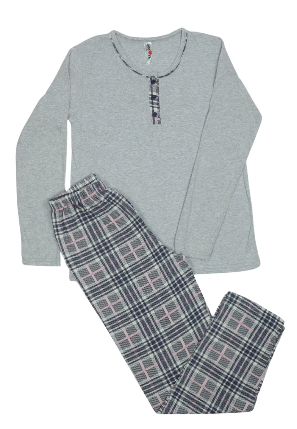 Pijama damă  din bumbac mânecă lungă și pantaloni lungi - 1