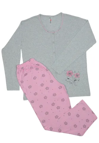 Pijama damă  din bumbac mânecă lungă și pantaloni lungi