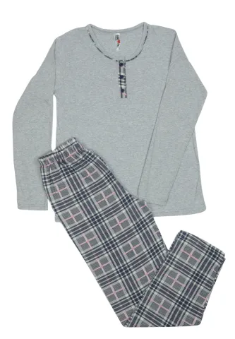 Pijama damă  din bumbac mânecă lungă și pantaloni lungi