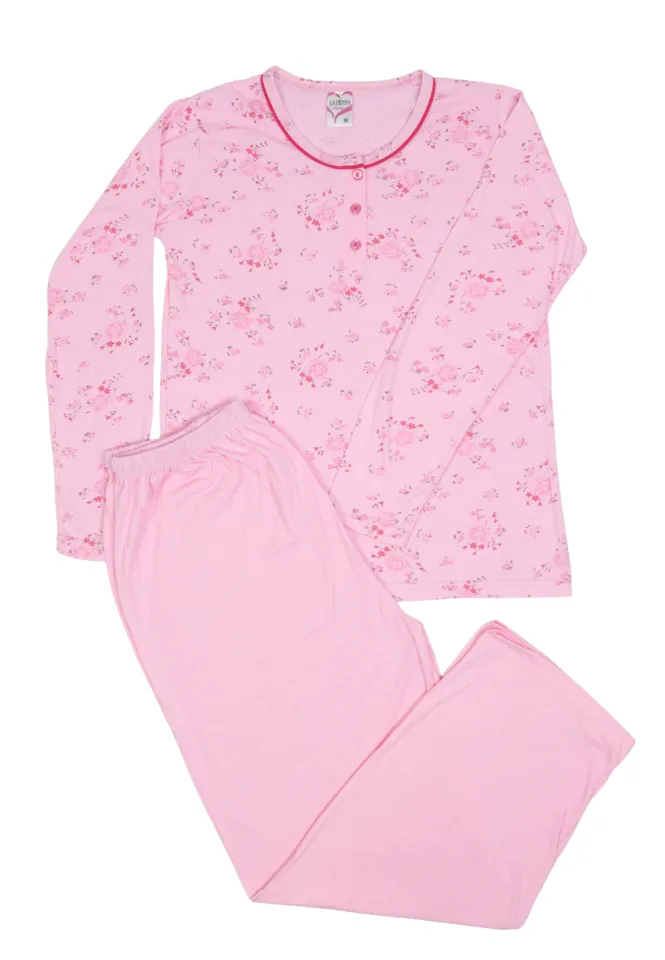 Pijama damă  din bumbac mânecă lungă și pantaloni lungi