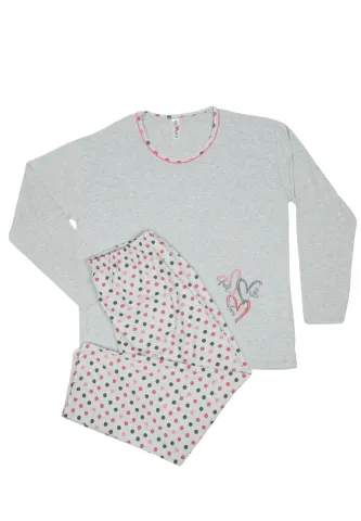 Pijama damă  din bumbac mânecă lungă și pantaloni lungi