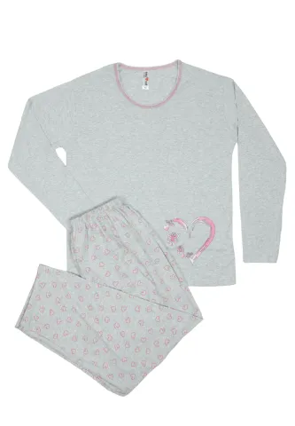 Pijama damă  din bumbac mânecă lungă și pantaloni lungi