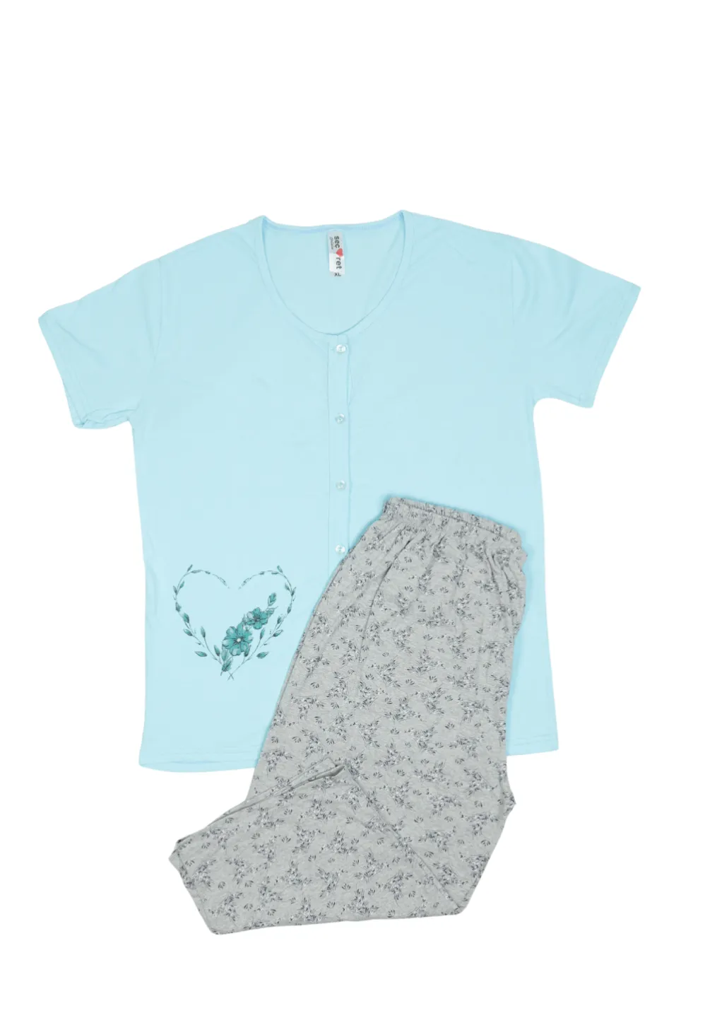 Pijama damă  din bumbac mânecă scurtă și pantaloni 3/4 - 1