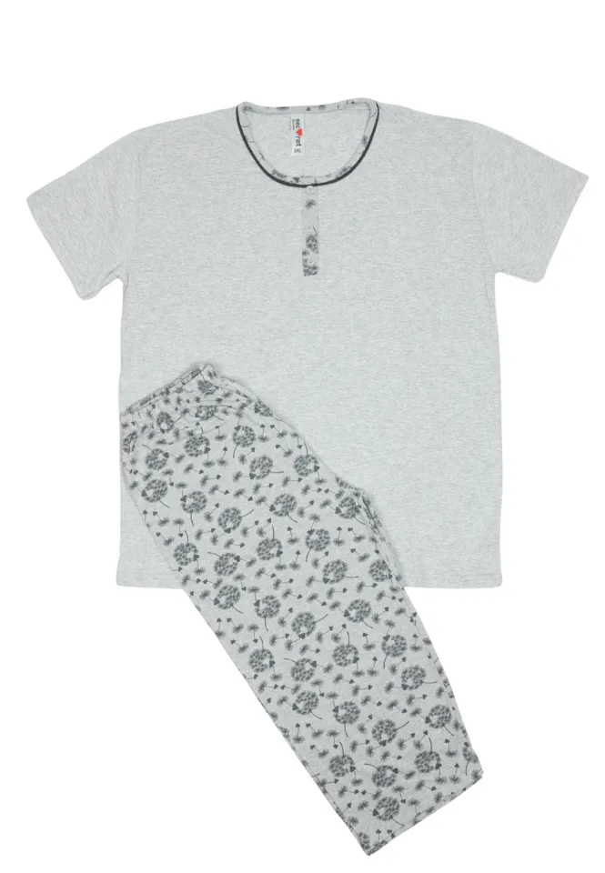 Pijama damă  din bumbac mânecă scurtă și pantaloni 3/4