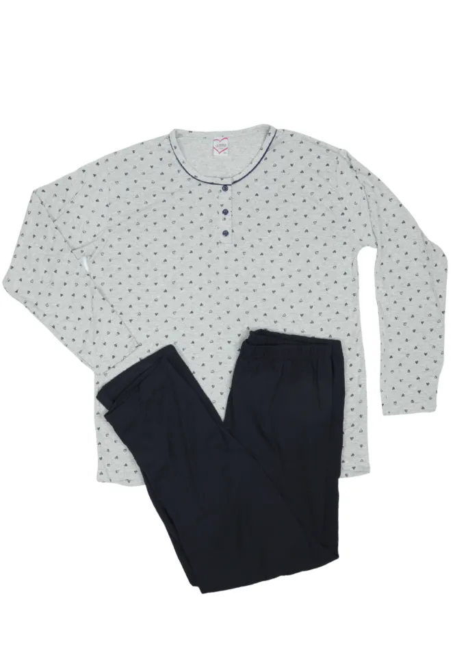 Pijama damă  din bumbac mânecă lunga și pantaloni lungi