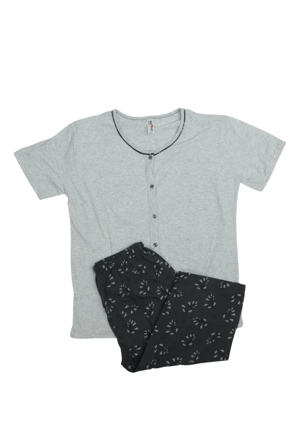 Pijama damă  din bumbac mânecă scurtă și pantaloni 3/4 - 1