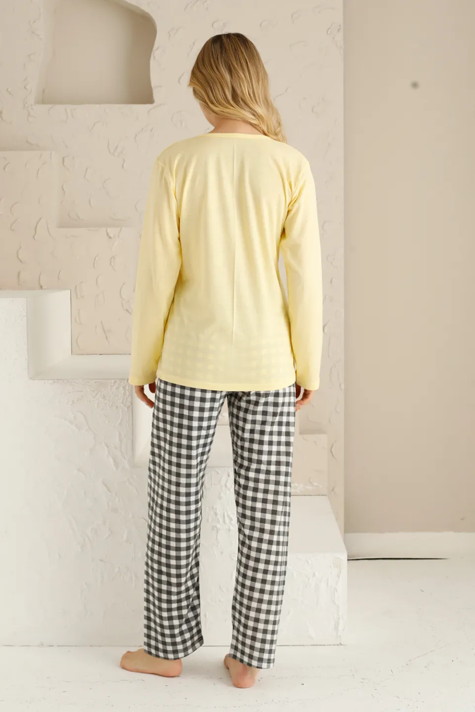 Pijama damă, mânecă lungă, pantaloni lungi, imprimeu Happy Mother's Day - 3