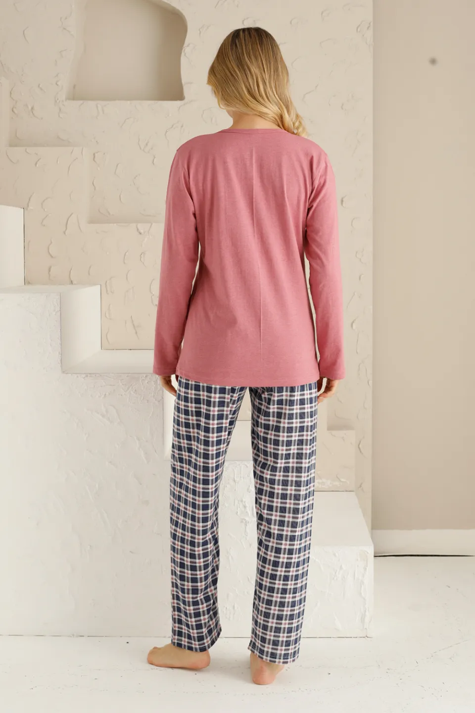 Pijama damă, mânecă lungă, pantaloni lungi, imprimeu Love Mama - 3