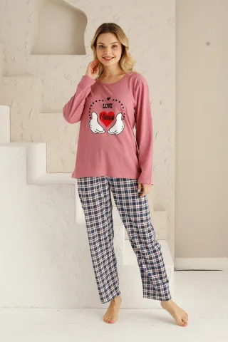 Pijama damă, mânecă lungă, pantaloni lungi, imprimeu Love Mama