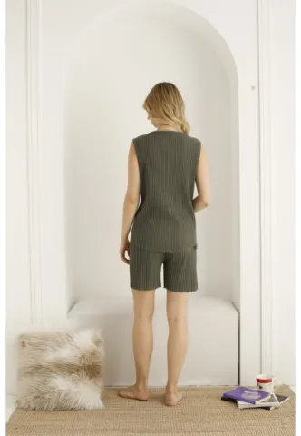 Pijama damă, maneca scurta si pantaloni scurti, culoare gri, imprimeu ,,Love'' hover