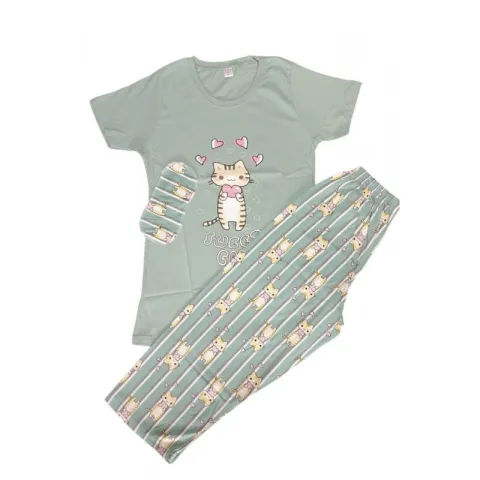 Pijama de Primăvară pentru Dama cu Masca de Dormit Asortată