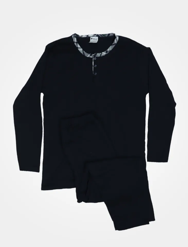 Pijama pentru bărbați mânecă lungă și pantaloni lungi, bluemarin