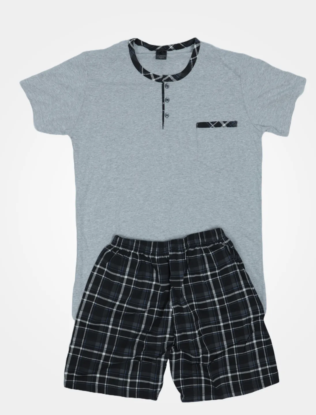 Pijama pentru bărbați mânecă scurta și pantaloni scurti, gri - 1