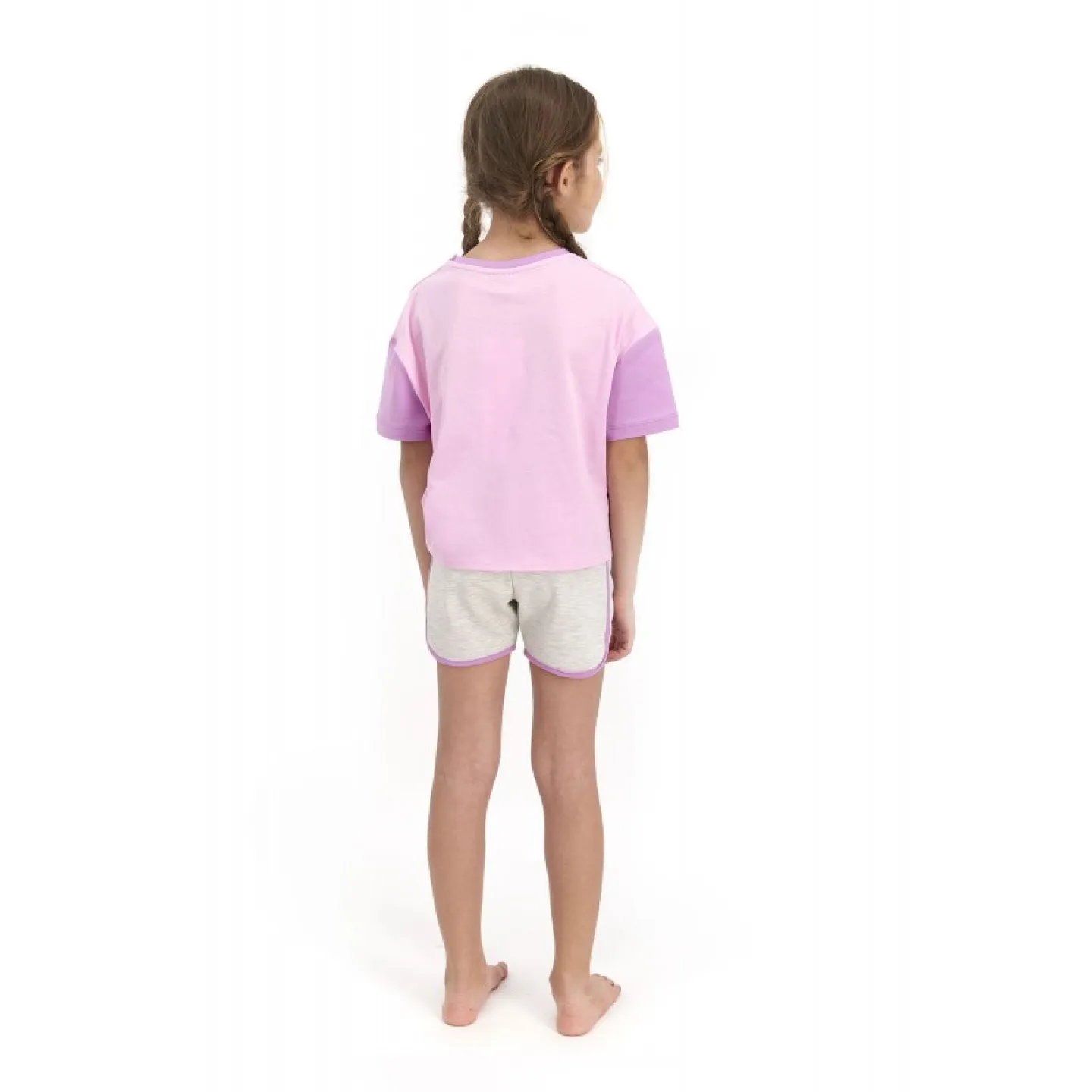 Pijama pentru fetițe Disney, tricou si pantalon scurt, model True Pals, roz - 3