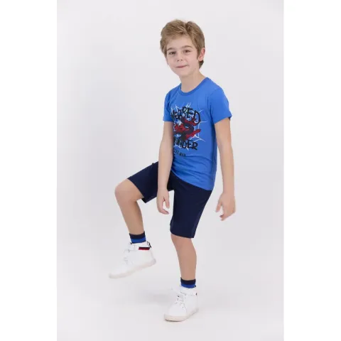 Pijamale pentru copii cu tricou și pantaloni scurți Disney Webbed Wonder, Albastru hover