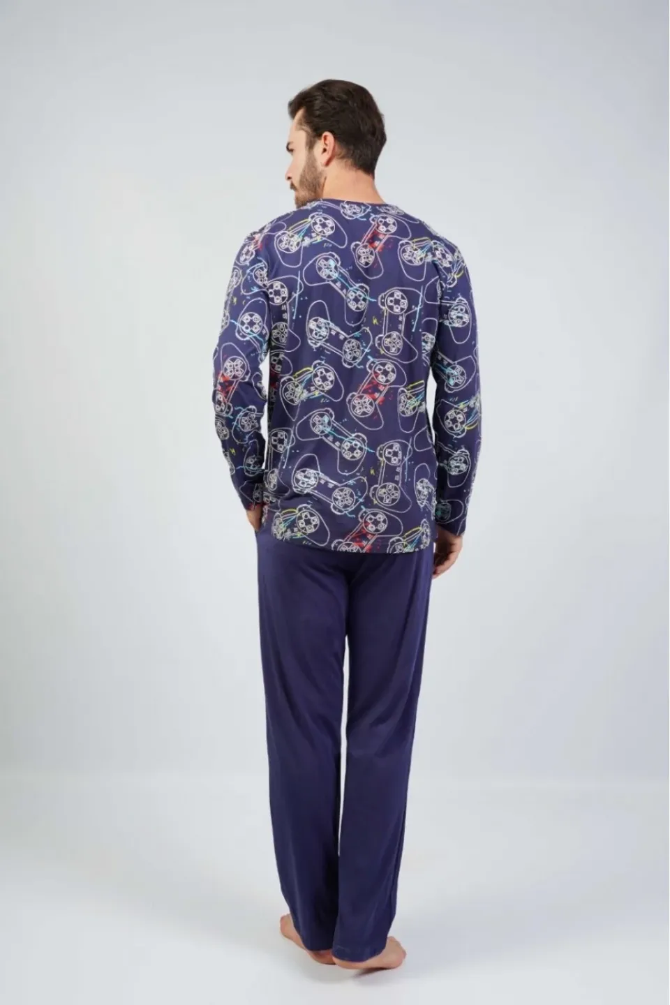 Pijama Vienetta pentru Bărbați din Bumbac, cu Imprimeu "Game Over" - 2