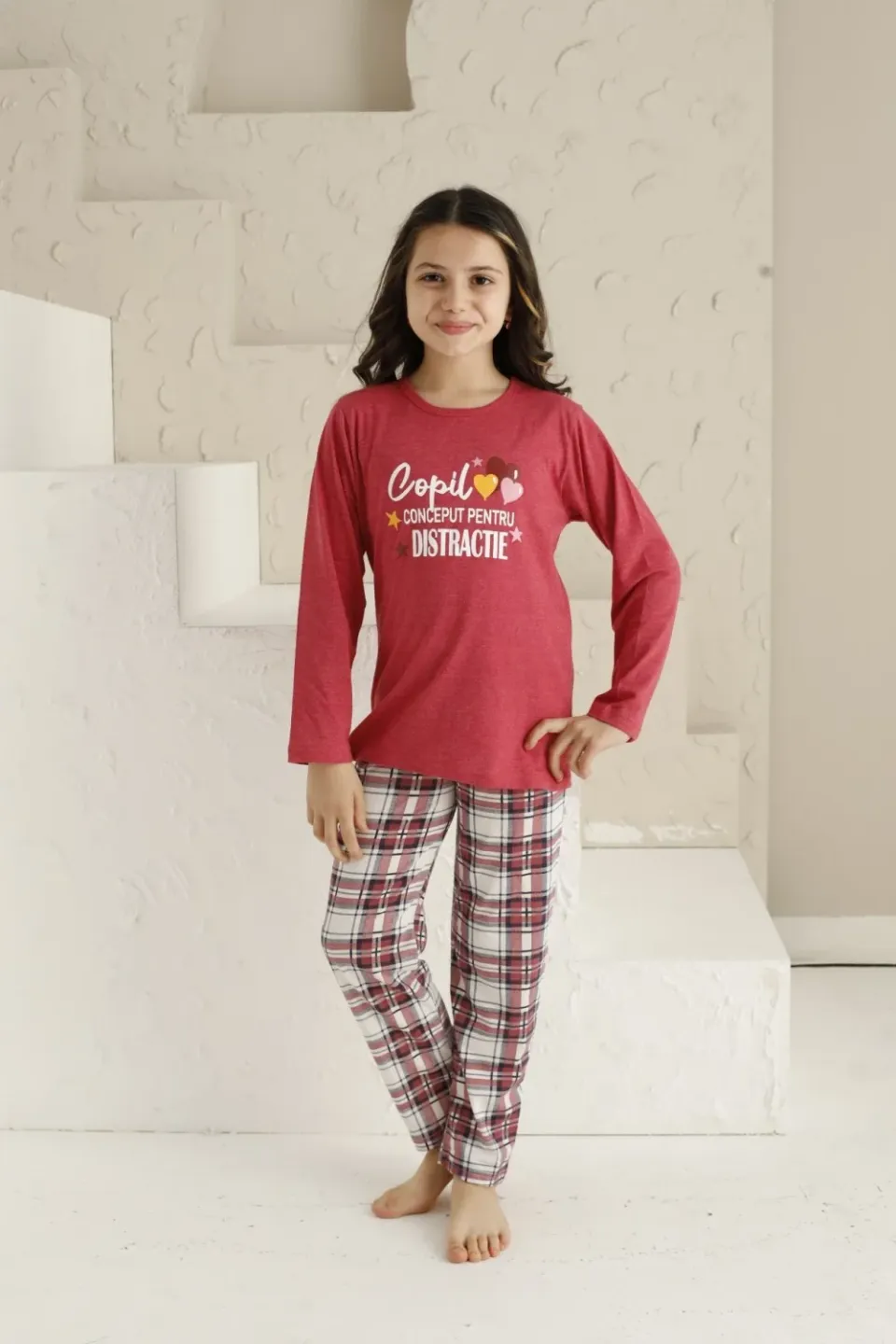 Pijama Fete, Mânecă Lungă, Distracție, Roz - 1